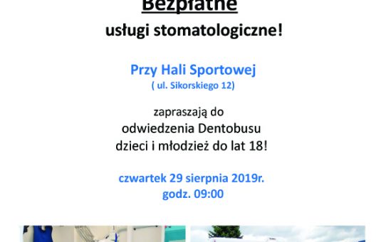 Dentobus przy hali sportowej.